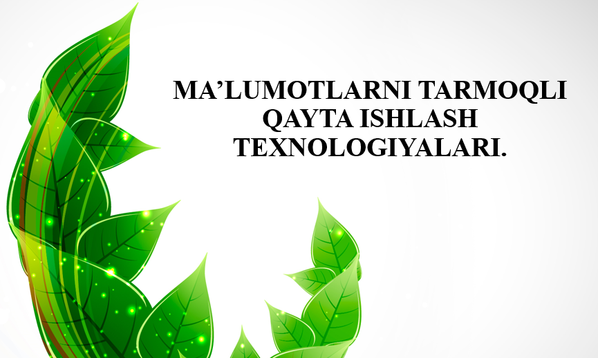 18-Ma'ruza. Ma’lumotlarni tarmoqli qayta ishlash tеxnologiyalari.